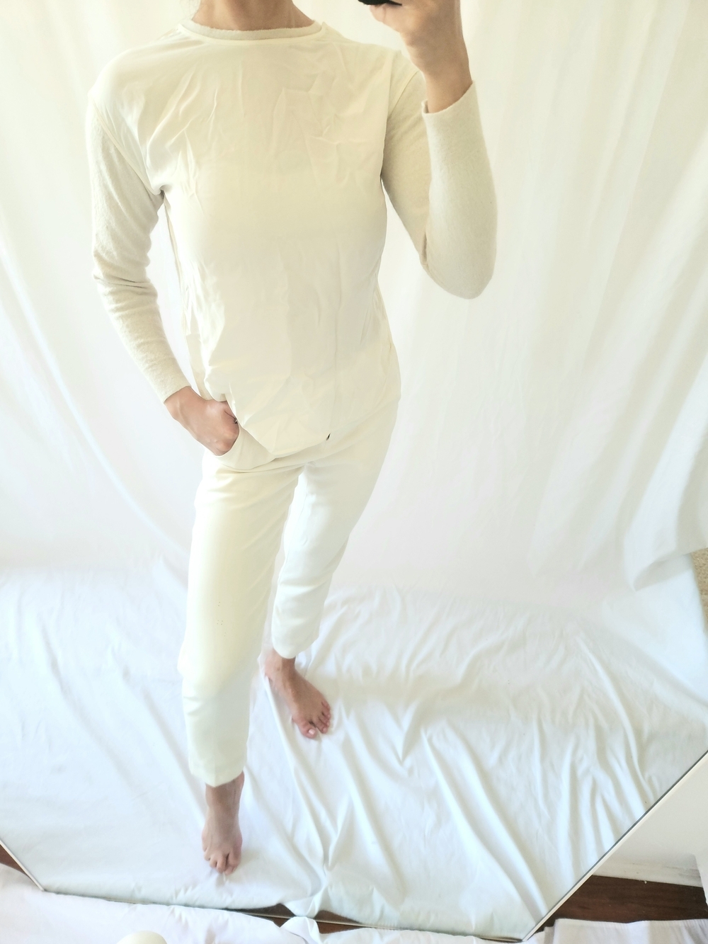 Celine Cashmere Cream Long Sleeve Crew Neck Sweater
